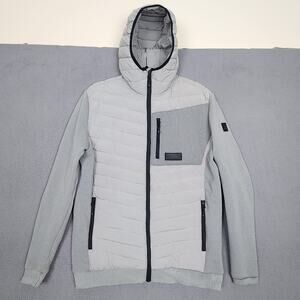 TOBE Cornix Hybrid Jacket Mens Large Gray Hooded Puffer Insulated Full Zip